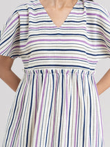 Buy Cream Stripe Play Tiered Dress Online | Pink Fort