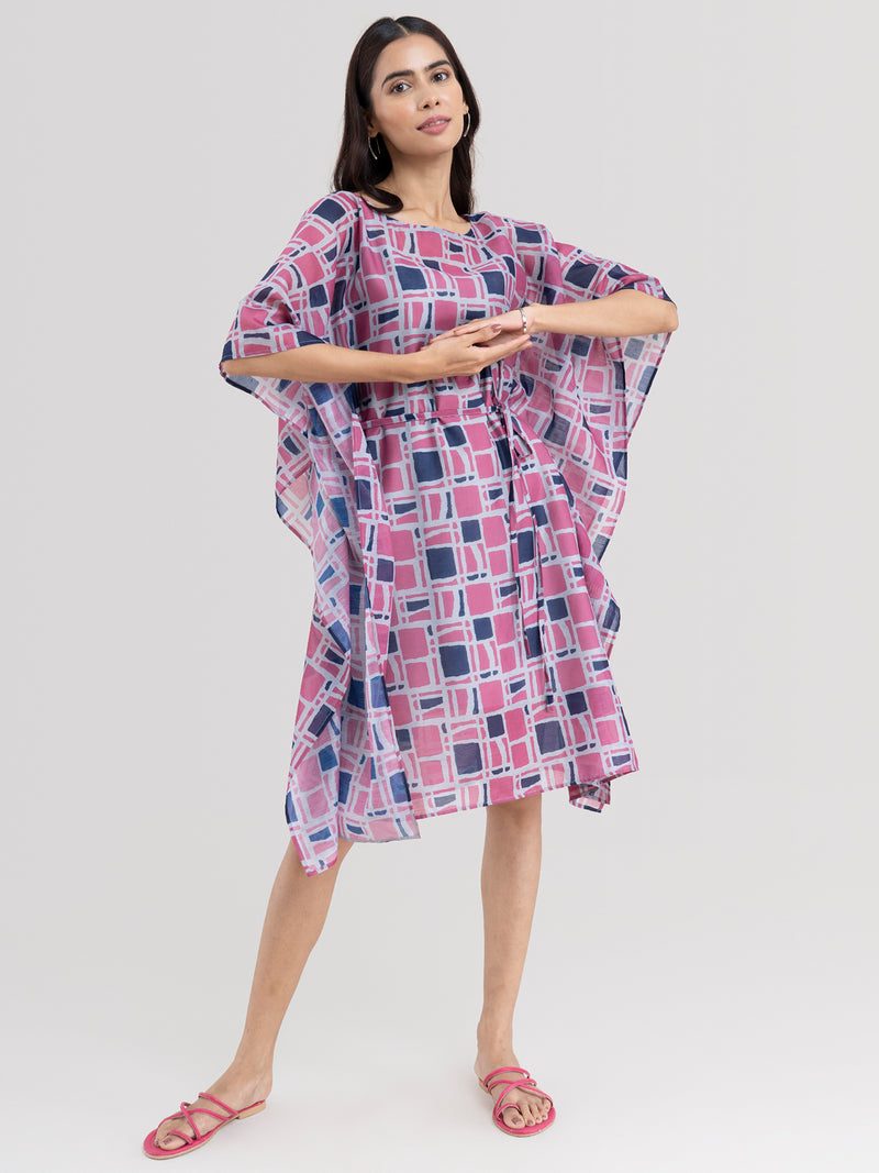 Buy Grey Abstract Print Kaftaan Dress Online | Pink Fort