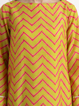 Buy Lime Green Chanderi Chevron Print Dress Online | Pink Fort