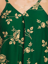 Buy Green Sleeveless Foil Print Silk Dress Online | Pink Fort