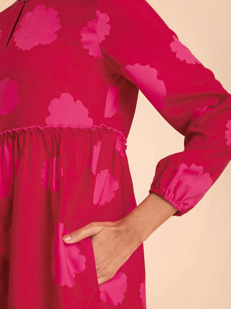 Buy Pink Floral Tiered Dress Online | Pink Fort