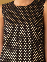 Buy Black Chanderi Brocade Tiered Dress - Black Online | Pink Fort