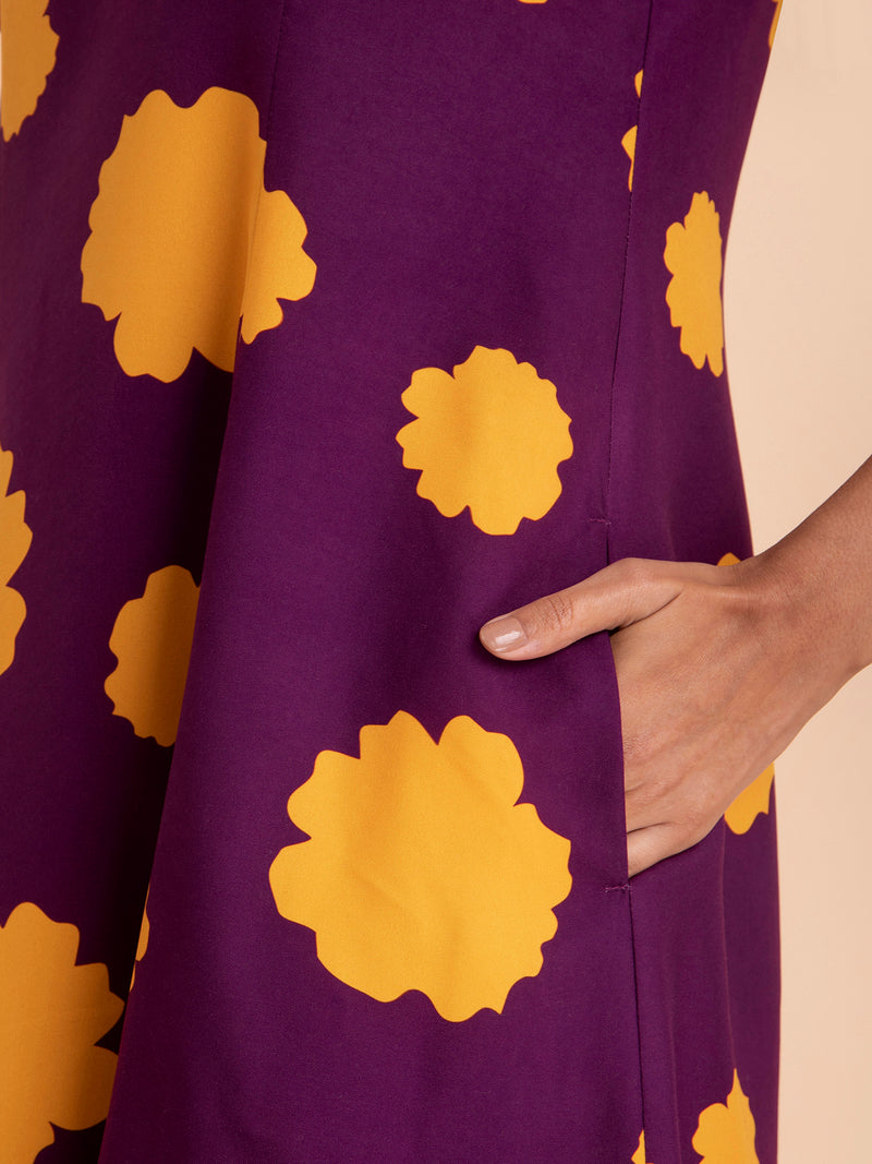 Buy Purple Floral Flared Dress Online | Pink Fort