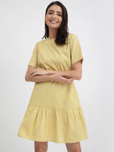 Buy Yellow Linen Blend A line Dress Online | Pink Fort
