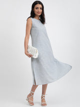 Buy Light Blue Cotton Sleeveless Relaxed Dress Online | Pink Fort