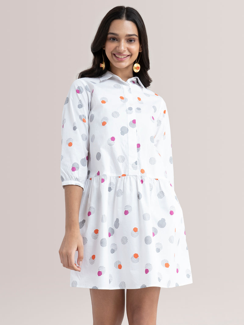 Buy White Pink Fort Fit And Flare Dress Online | Pink Fort