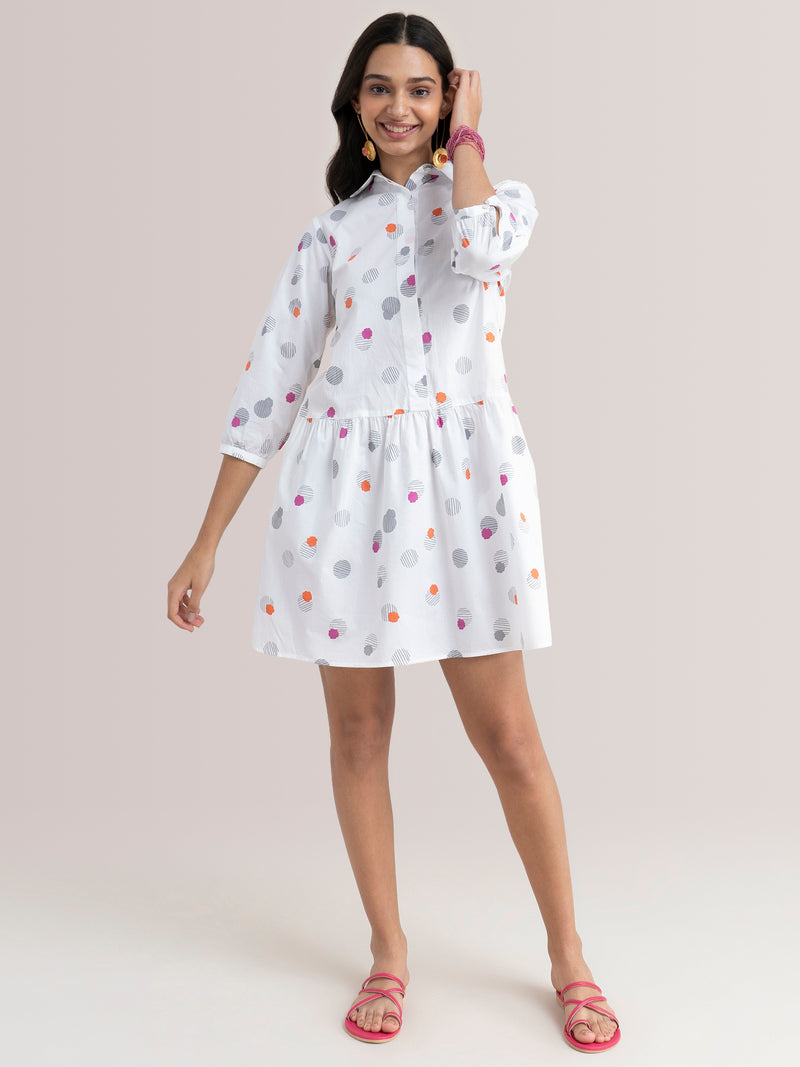 Buy White Pink Fort Fit And Flare Dress Online | Pink Fort