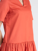 Buy Orange Drop Waist A Line Dress Online | Pink Fort