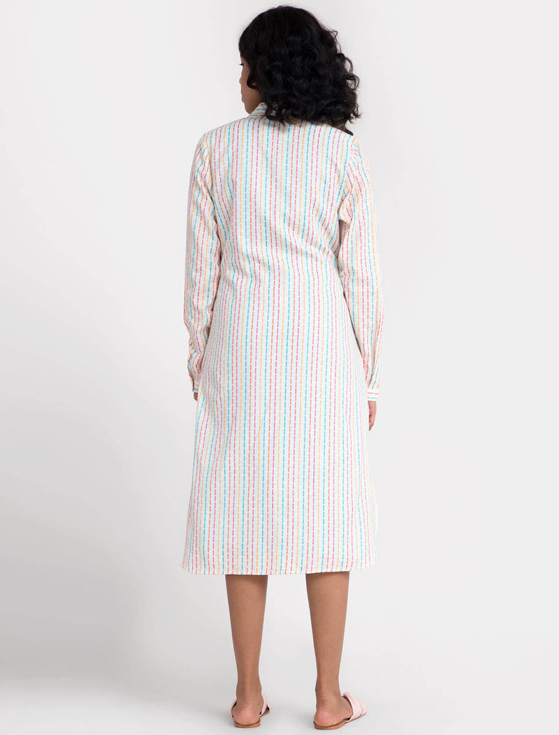Buy Multicoloured Striped Drawstring Cotton Shrug Online | pinkfort