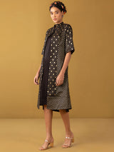 Buy Chanderi Brocade Mandarin Collar Jacket Online | Pink Fort