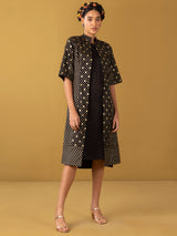 Buy Chanderi Brocade Mandarin Collar Jacket Online | Pink Fort