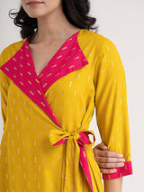 Buy Yellow Foil Print Overlap Jacket Online | pinkfort