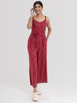 Buy Maroon Ikat Print Sleeveless Jumpsuit Online | pinkfort