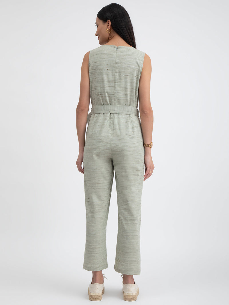 Buy Green Cotton Sleeveless Jumpsuit Online | Pink Fort