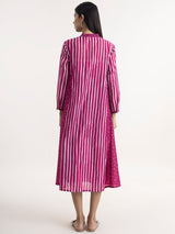 Buy Burgundy Polka and Striped A line Dress Online | Pink Fort