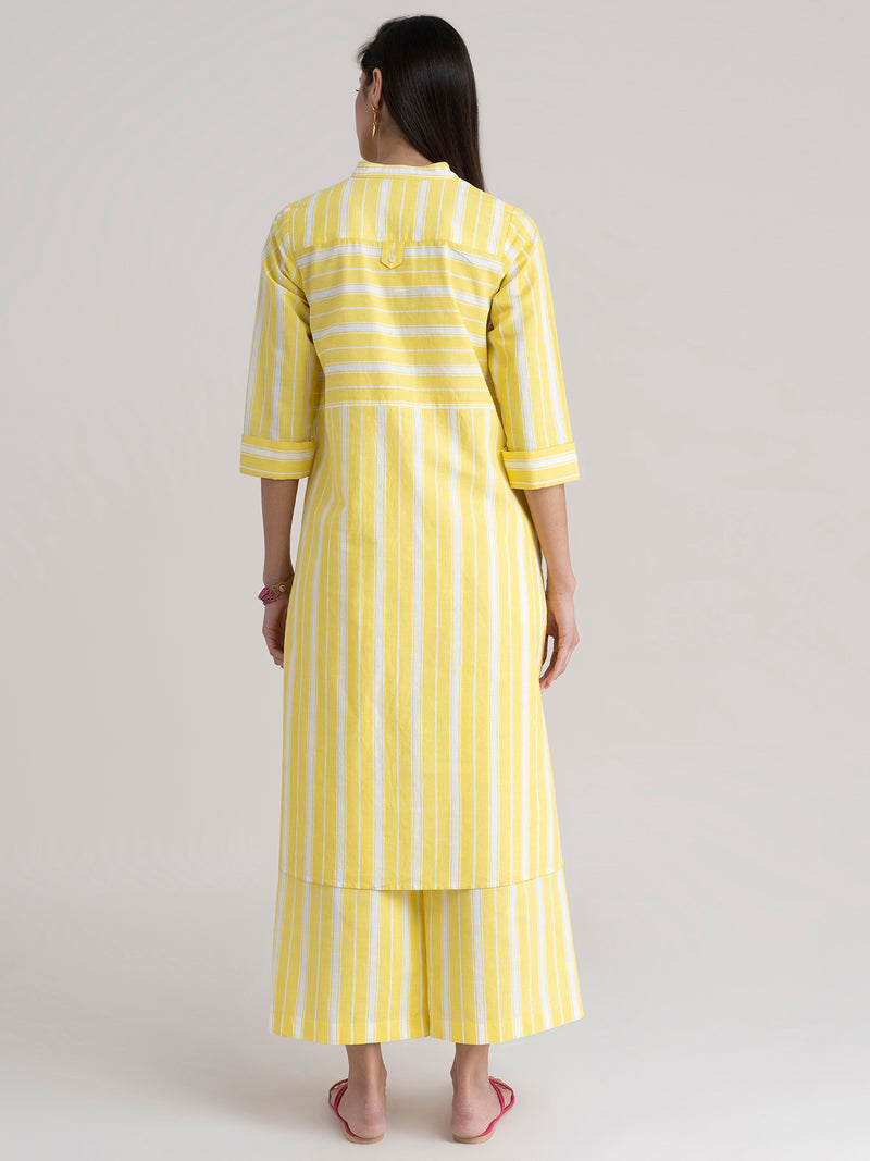 Buy Yellow Striped Play Shirt Kurta Online | Marigold