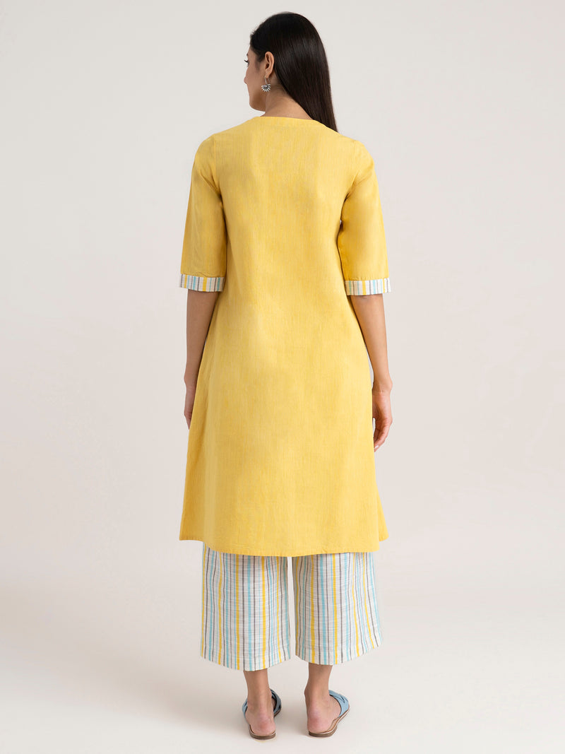 Buy Yellow A-Line Cotton Kurta Online | Marigold