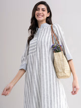 Buy Black And White Striped Play Shirt Kurta Online | Marigold