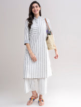Buy Black And White Striped Play Shirt Kurta Online | Marigold