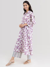 Buy Lilac Floral Cotton Kurta Online | Marigold