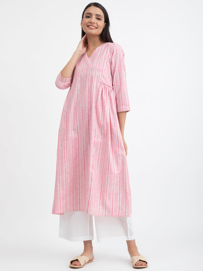 Buy Pink Cotton A line Dress Online | Pink Fort