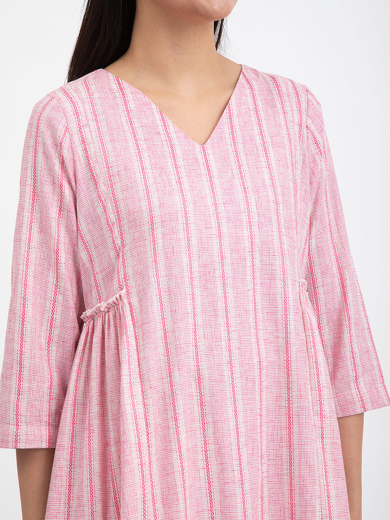 Buy Pink Cotton A line Dress Online | Pink Fort