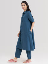 Buy Blue A-line Cotton Kurta Online | Marigold