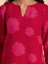 Buy Red Floral Straight Kurta Online | Pink Fort