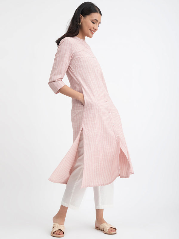 Buy Pink Cotton A line Kurta Online | Pink Fort