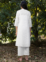Buy White Cotton Jacquard Straight Kurta With Slip Online | Pink Fort