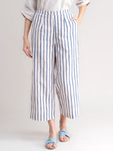 Buy Cream And Blue Contrast Striped Kurta Set Online | Pinkfort