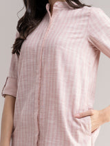 Buy Pink And Cream Check Shirt Kurta Set Online | Pink fort