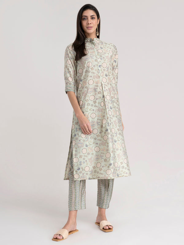 Buy Green Ethnic Motif Kurta Set - Green Online | Pinkfort