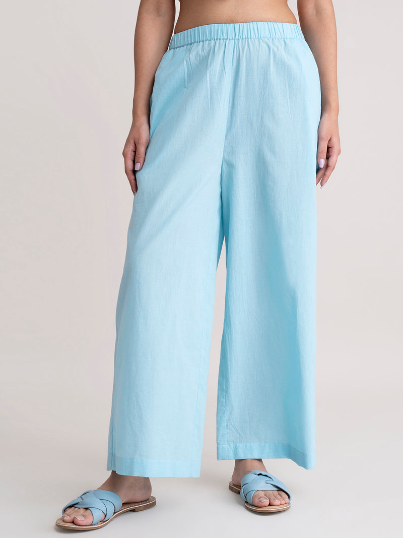 Buy Cream And Blue Striped And Solid Kurta Set Online | Pinkfort