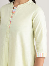 Buy Lime Green And Orange Striped And Solid Kurta Set Online | Pinkfort