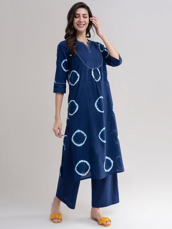 Buy Indigo Tie & Dye Bandhani Kurta Set Online | Pinkfort