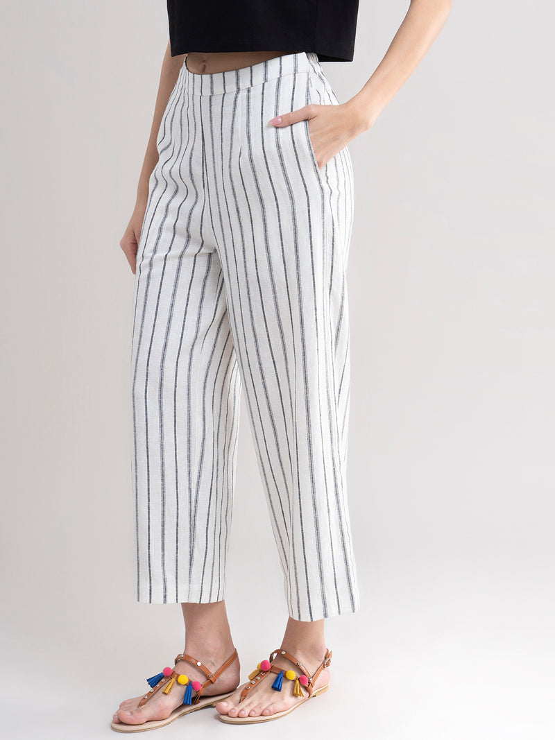 Buy Black And White Striped Shirt Kurta Set Online | Pinkfort