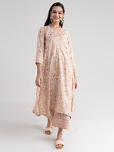 Buy Peach Ethnic Motif Kurta Set - Peach Online | Pinkfort