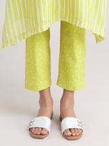 Buy Lime Striped and Polka Kurta Set Online | Pinkfort