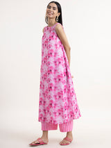 Buy Pink Chanderi Floral Kurta Set Online | Pink fort