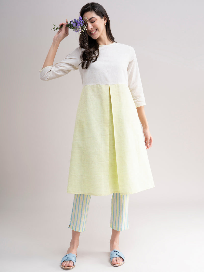 Colour Block Dress Set - Yellow