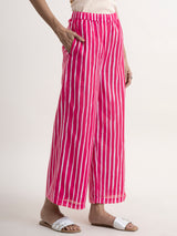 Buy Pink Chanderi Striped Sleeveless Kurta Set Online | Pink fort