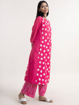 Buy Pink Polka And Stripe Kurta Set Online | Pinkfort