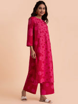 Buy Pink Floral A line Kurta Set Online | Pink Fort