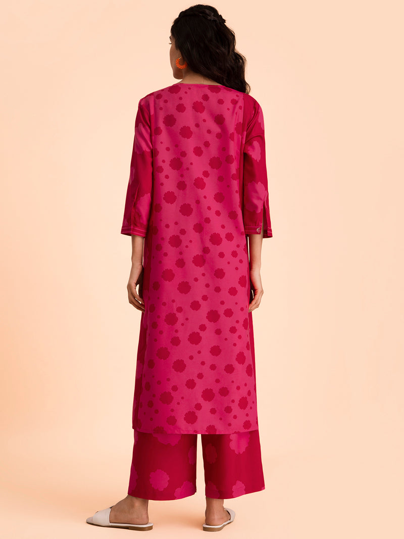 Buy Pink Floral A line Kurta Set Online | Pink Fort
