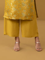 Buy Yellow Chanderi Brocade Round Neck Kurta Set - Yellow Online | Pink Fort