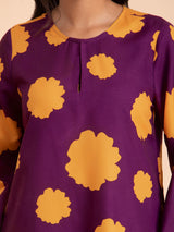 Buy Purple Floral Relaxed Kurta Set Online | Pink Fort