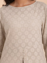 Buy Beige Cotton Jacquard Floral Kurta Set Online | Pink Fort