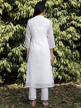 Buy White Cotton A line Kurta Set Online | Pink Fort