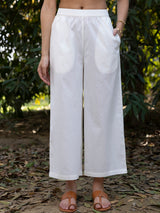 Buy White Sleeveless Cotton Poplin Kurta Set Online | Pink Fort